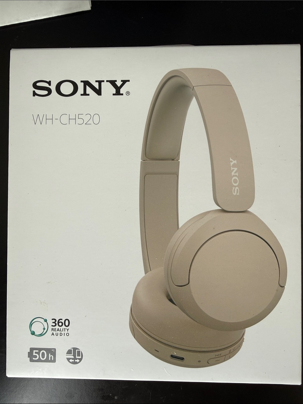 Sony WH-CH520 Beige On-Ear Wireless Headphones
